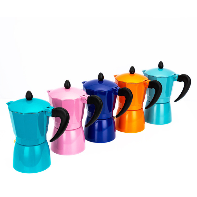 New Design Red Color Italiana Cafetera Mokapot Set High Quality Induction Espresso Stovetop Moka Pot Coffee Maker