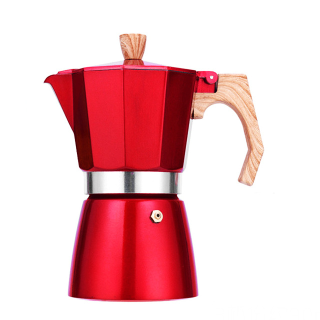 New Design Red Color Italiana Cafetera Mokapot Set High Quality Induction Espresso Stovetop Moka Pot Coffee Maker