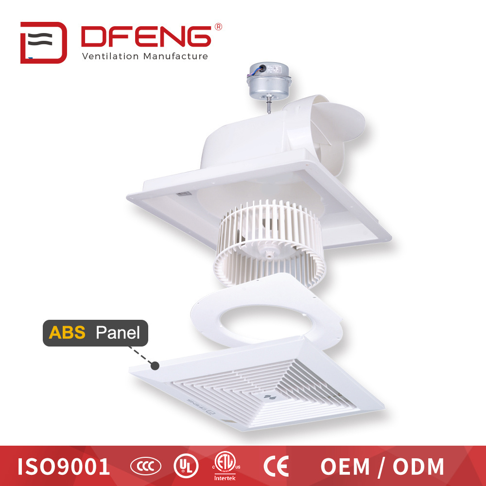 DEFENG oem AC motor 110V~240 50/60hz 300 CFM ventilador for caravan roof square ceiling mounted ventilation exhaust fan