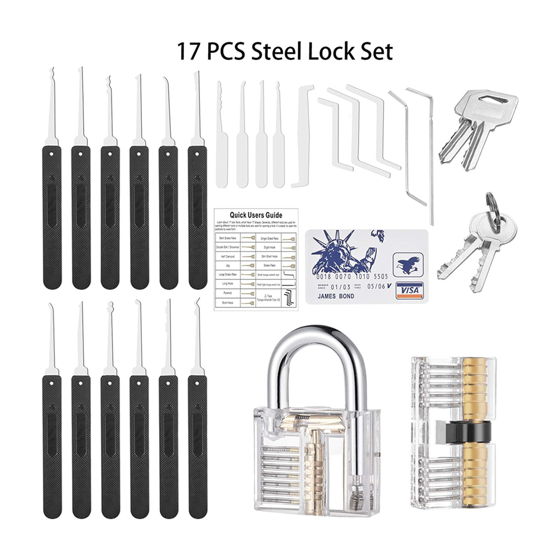 Hot sale factory directly picking dubai door locksmith suppliers tools lock pick set 17pcs with practice lock tool