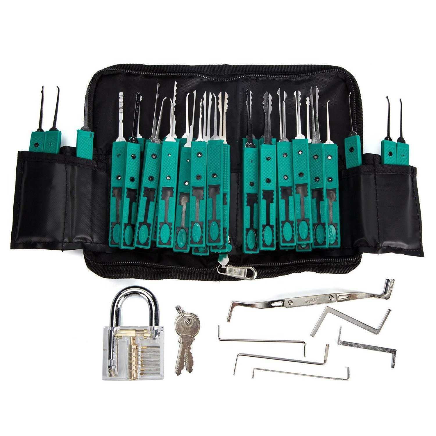 38PCS lockpicking locksmith lock pick set tools unlocking opener crochet kit