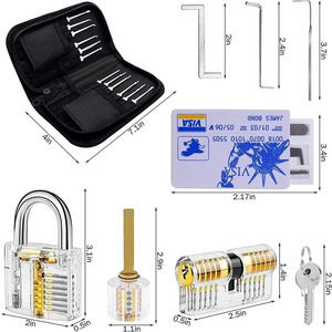 34Pcs Unlocking Lock Pick Set Key Extractor Transparent Practice Padlock Lockpicking Tool Kit