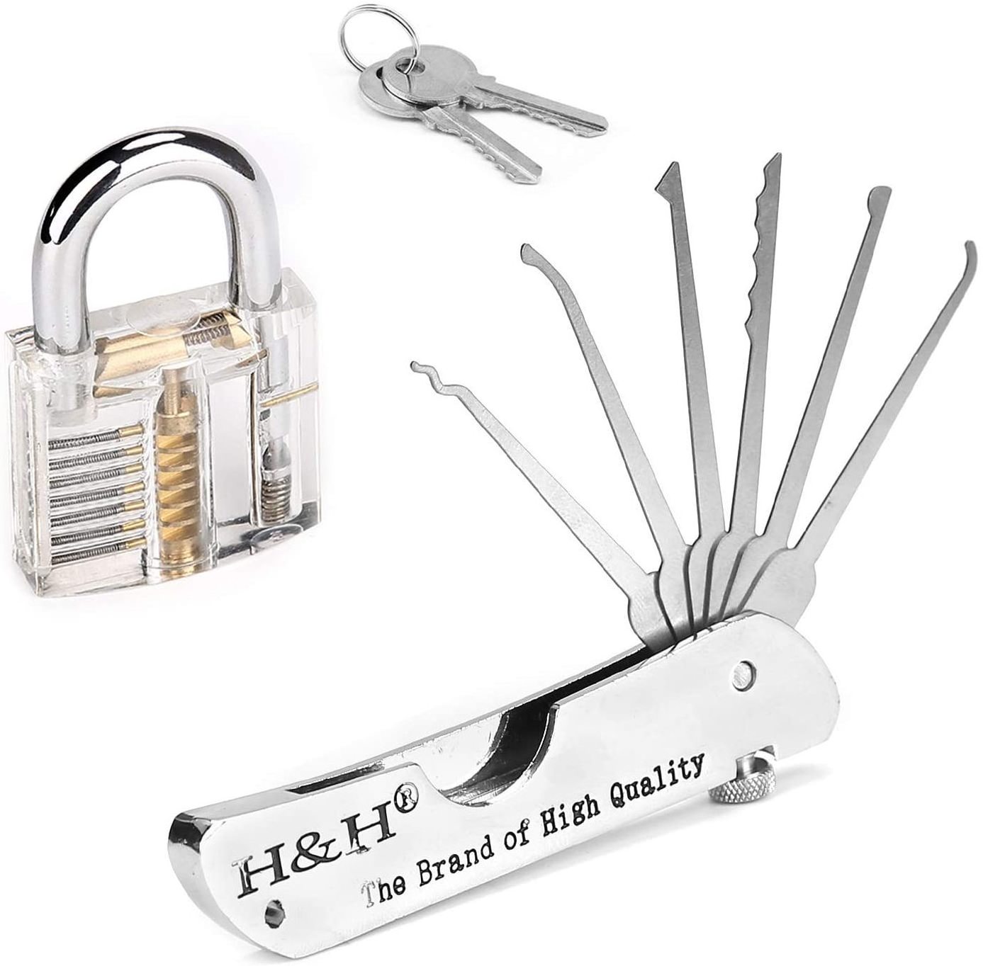 Lock pick tool set stainless steel repair kit locksmith tools unlocking lock pick key extractor 1pcs transparent lock