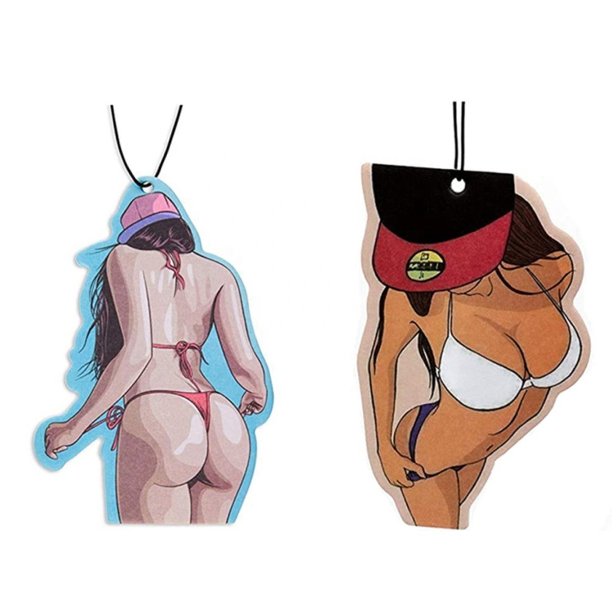 2021New Item Popular Custom Logo Double Sides Paper Shape Hanging Sexy Car Air Freshener Girl