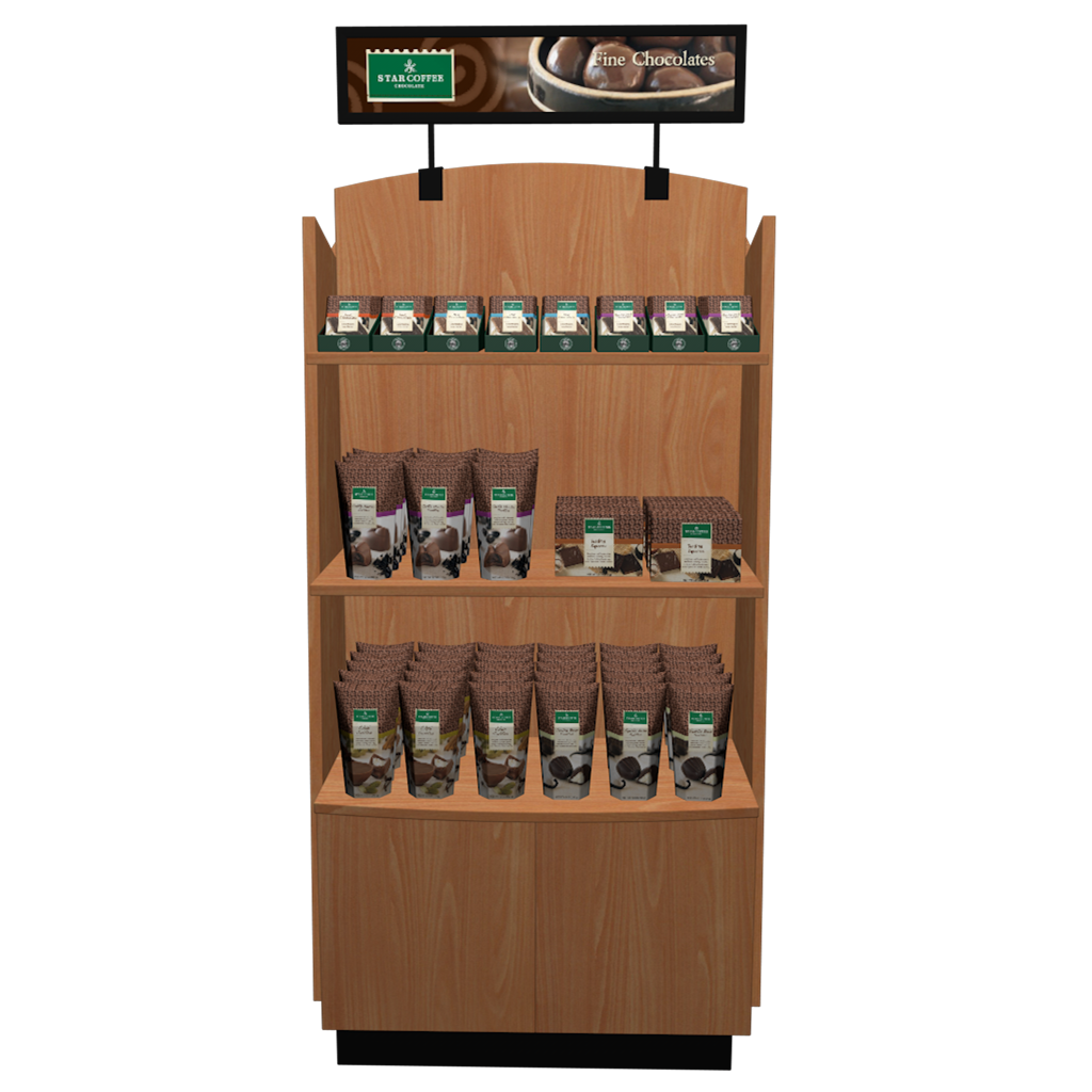 Store Retail Coffee Beans Milk Energy Drink Wood Display Stand Cabinet 3 Layer Snacks Candy Food Display Rack