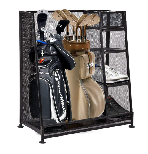 Screen Mesh Design Sporting Goods Store Golf Clubs Shoes Display Stand Golf Bags Organizer Storage Rack