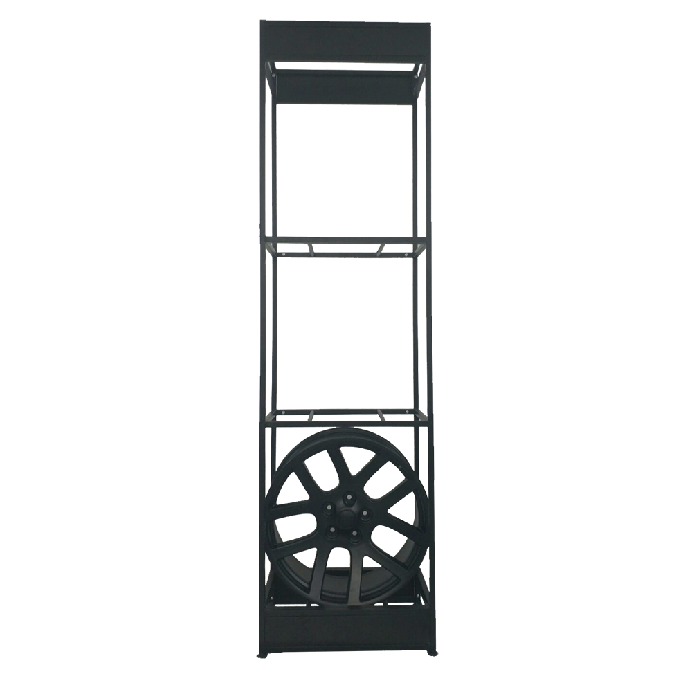 Custom Showroom 3 Layer Floor Standing Car Parts Alloy Wheel Hub Rims Sample Metal Display Rack Stand