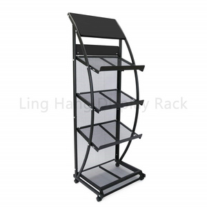 Curved Design Poster Brochure Newspaper Metal Display Stand Store Retail Book Magazine Display Rack Holder