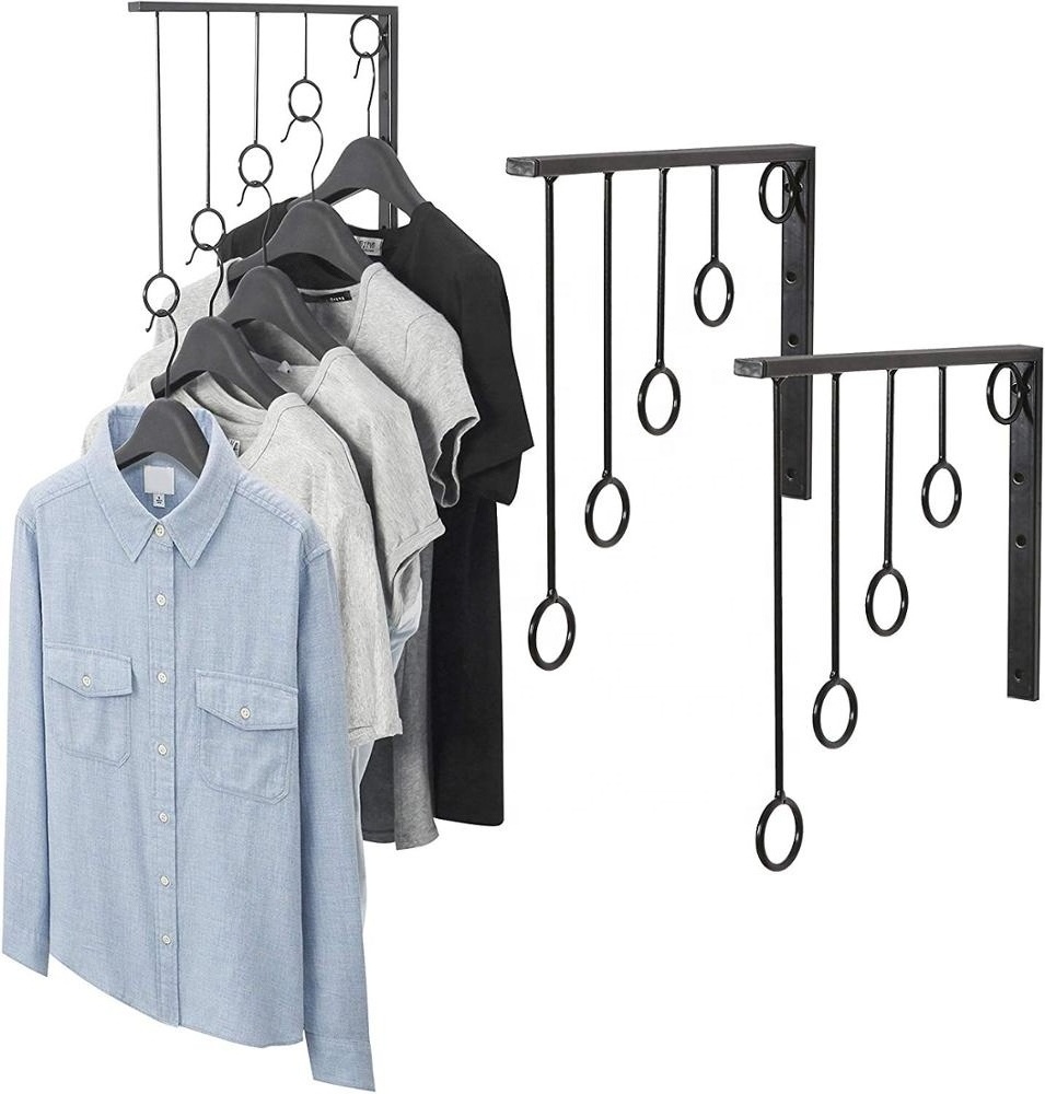 Store Wall Mounted 5 Ring Belts Scarf Clothing Hanger Baseball Soccer Jersey Tracksuits Garment Display Rack Stand