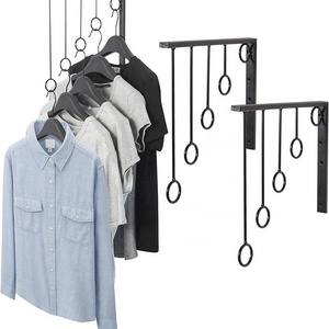 Store Wall Mounted 5 Ring Belts Scarf Clothing Hanger Baseball Soccer Jersey Tracksuits Garment Display Rack Stand