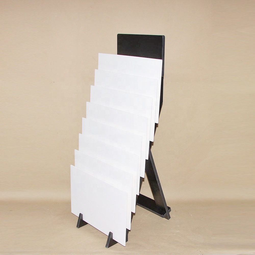 Custom Wooden Display Rack Store Floor Standing Ceramic Mosaic Tile Marble Granite Stone Slab Display Stand