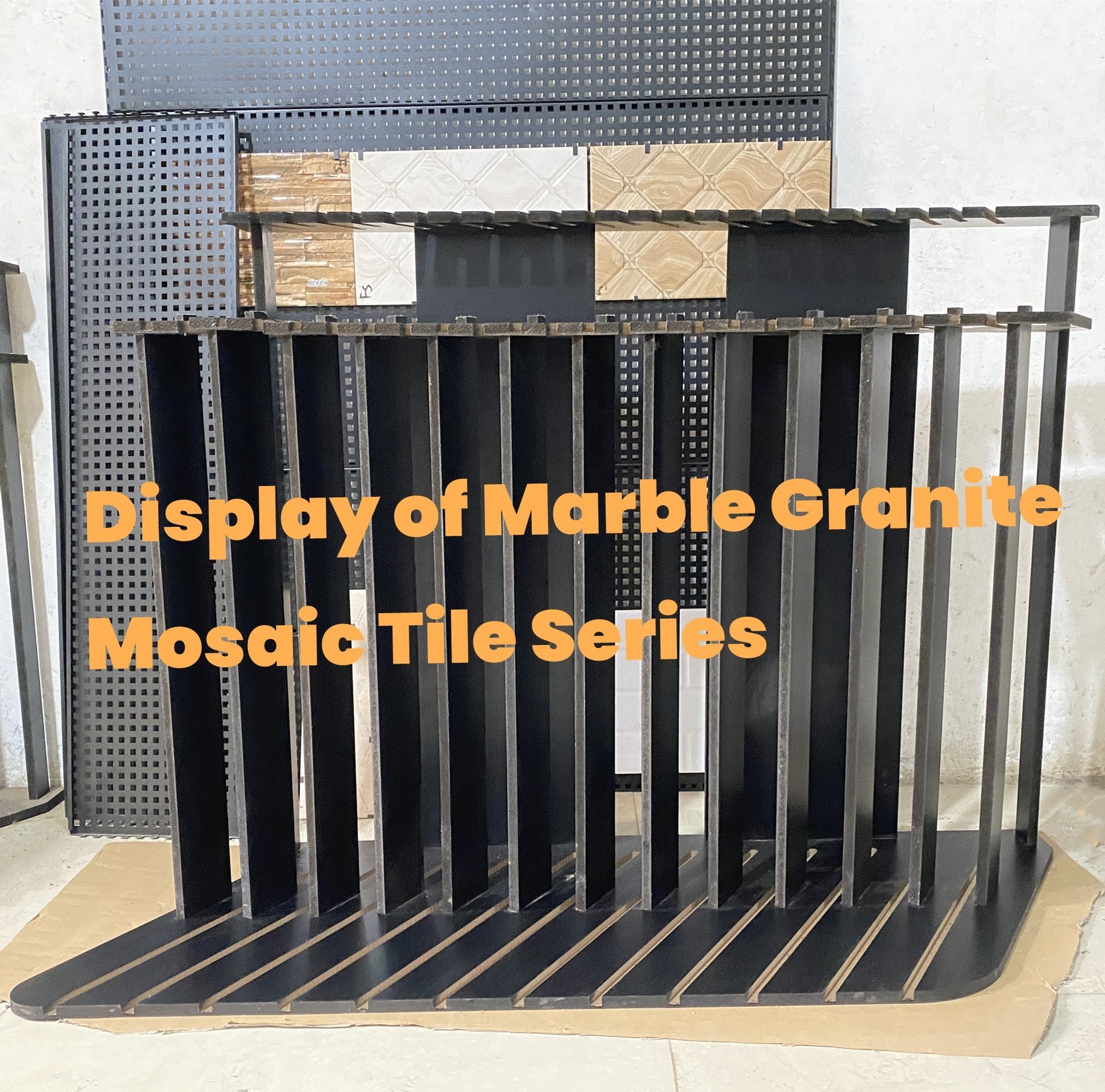 Showroom Floor Standing Wall Ceramic Tile Granite Marble Mosaic Stone Slab Board Sample Wooden Display Rack Stand