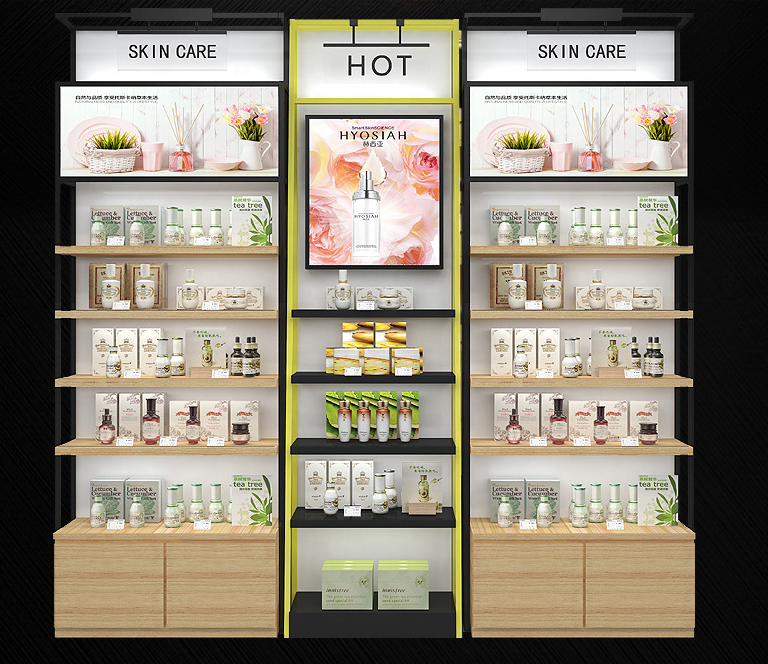 Custom Beauty Store Cosmetics Skin Care Product Lip Gloss Eye Shadow Makeup Tools Metal Display Stand Rack Cabinet