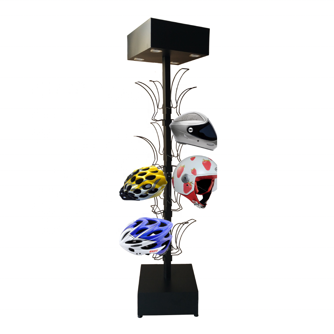 Shop LED Light Design Electric Bicycle Motorcycle Helmet Metal Hook Display Rack Hats Caps Wig Display Stand