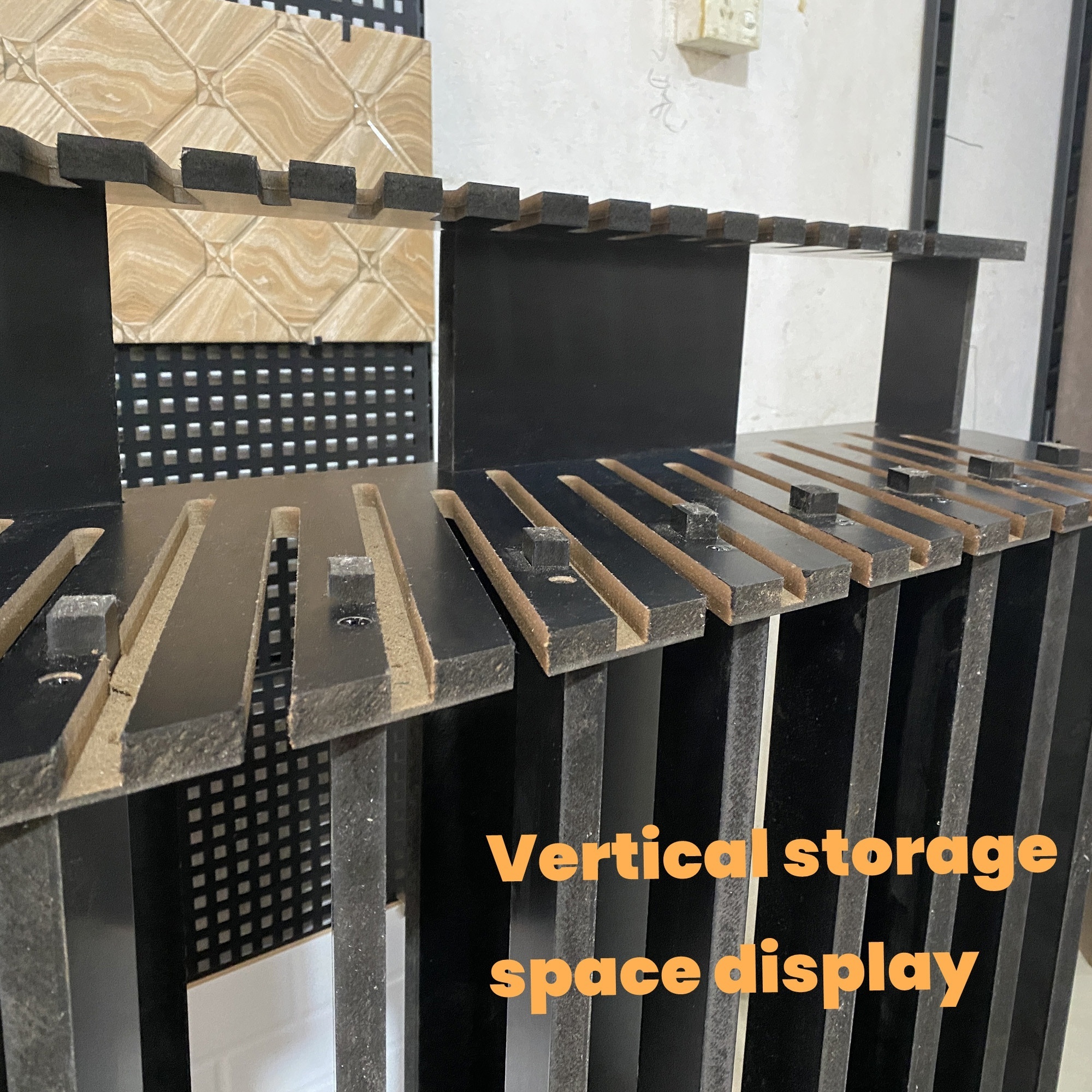 Showroom Floor Standing Wall Ceramic Tile Granite Marble Mosaic Stone Slab Board Sample Wooden Display Rack Stand