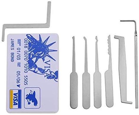 New JAMES BOND Credit Card Lock Pick Set Portable Practice Tool Kit for Locksmith Size 5 in 1