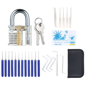 22 PCS Lock Picking Set with Visible Training Padlock Transparent Practice Lock Locksmith Tools Lockpicking Set for Beginners