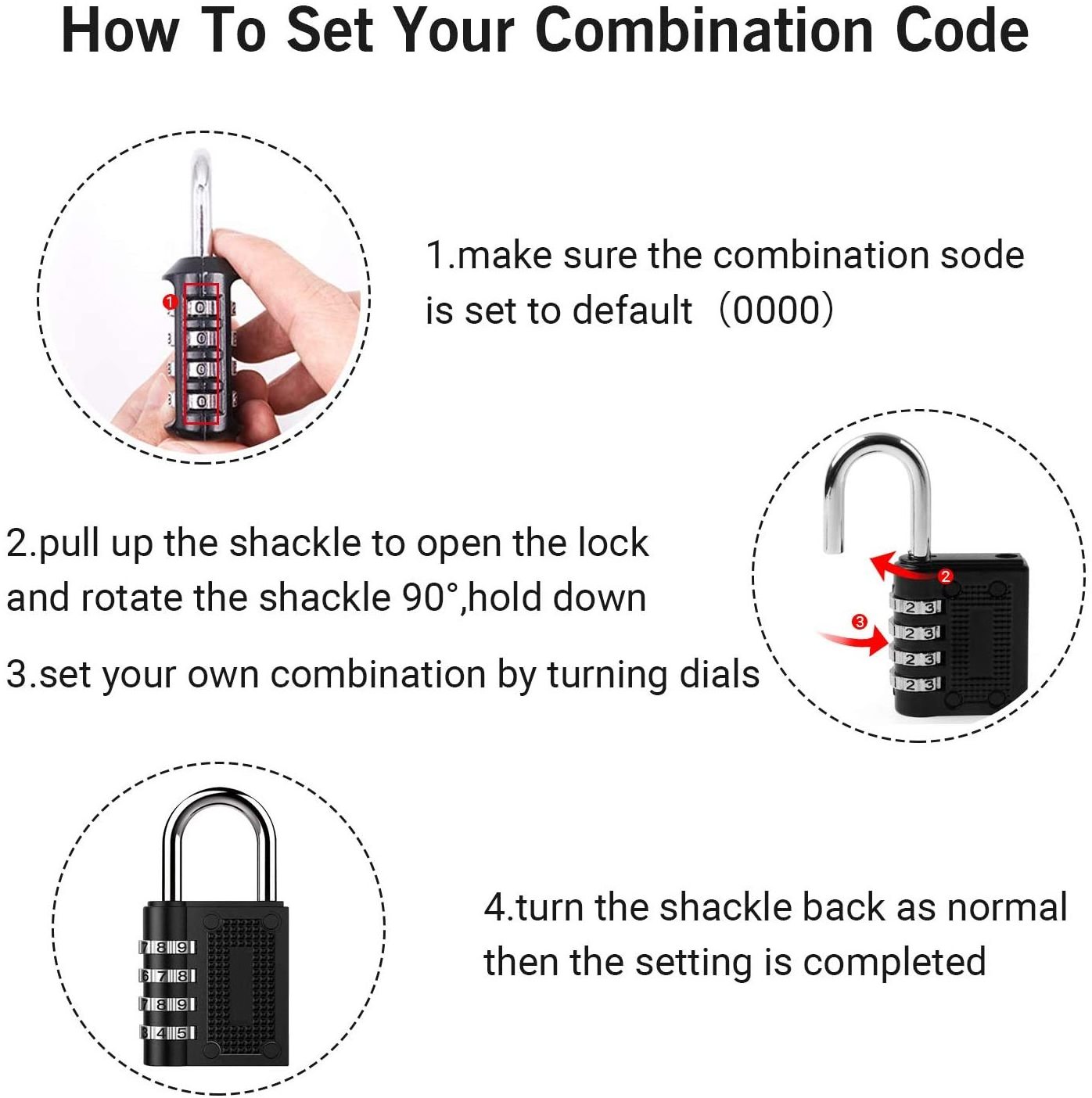 Combination Lock Security Weather Proof 4-Digit Combination Padlock Outdoor