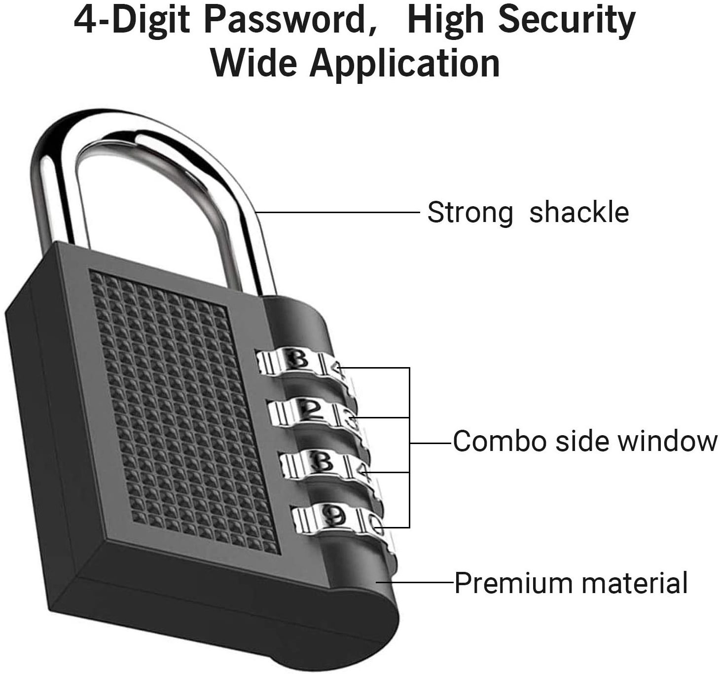 Combination Lock Security Weather Proof 4-Digit Combination Padlock Outdoor