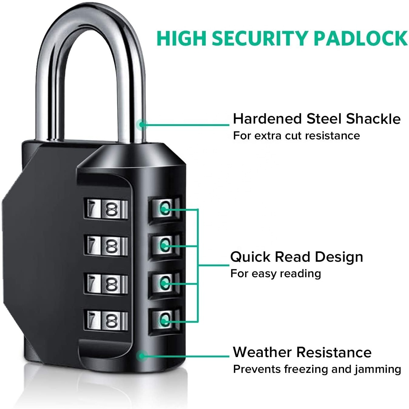 Combination Lock Heavy Duty Padlock with Code Re settable Combination Padlock with Steel Shackle Security Locks