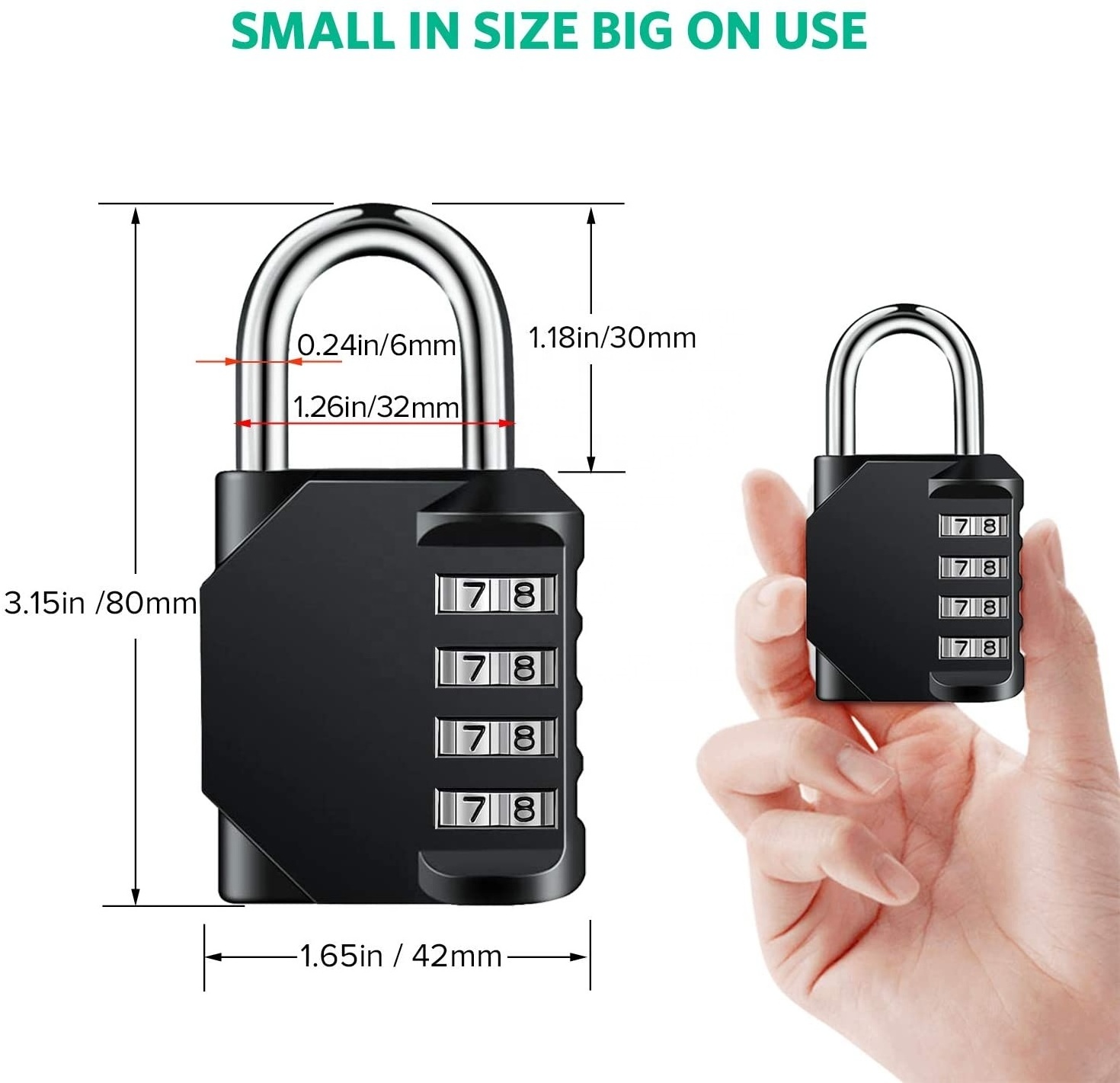 Combination Lock Heavy Duty Padlock with Code Re settable Combination Padlock with Steel Shackle Security Locks