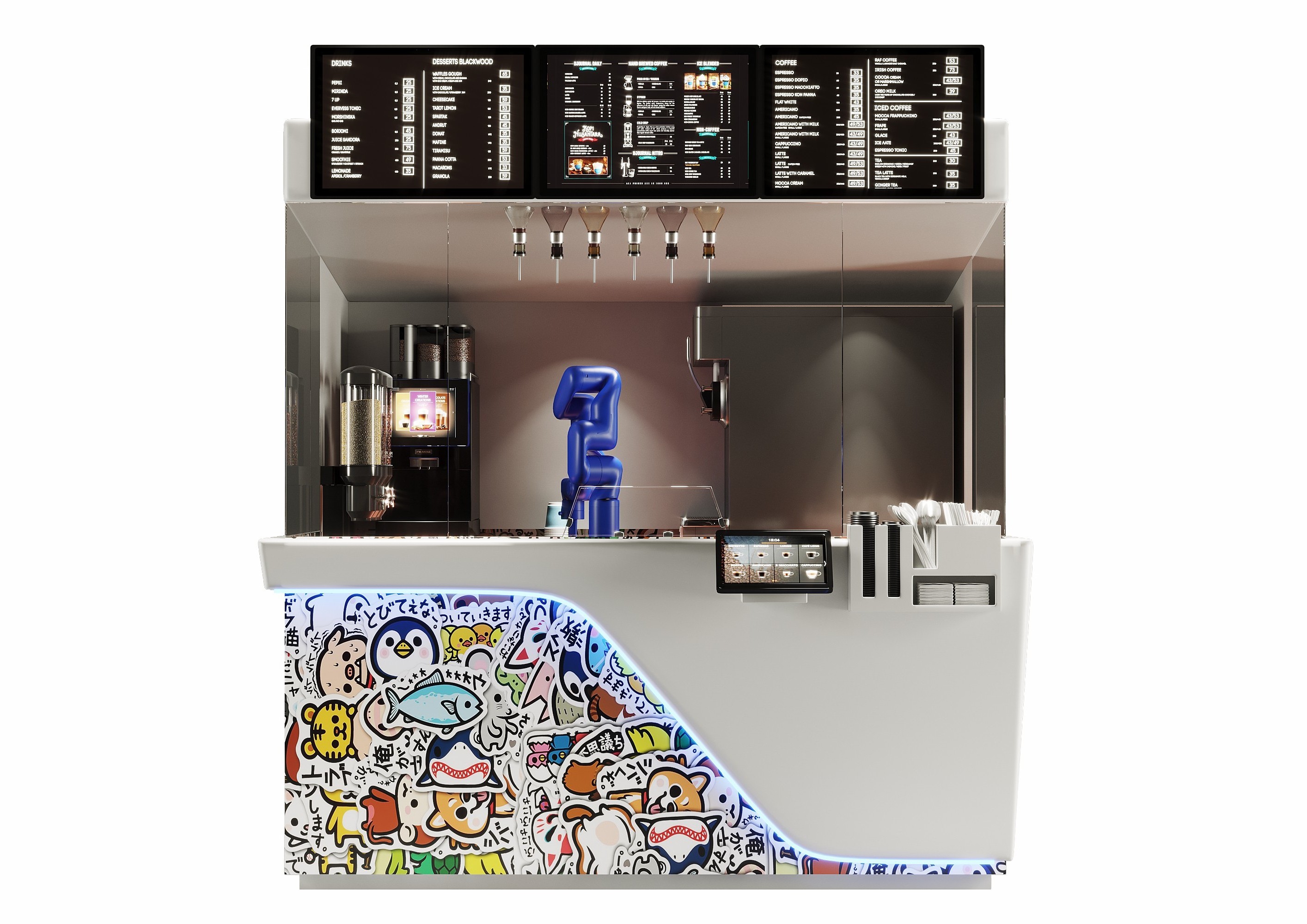 LEDbow Automatic Robot vending machine with mechanical arm make ice cream coffee robot Xbot cafe