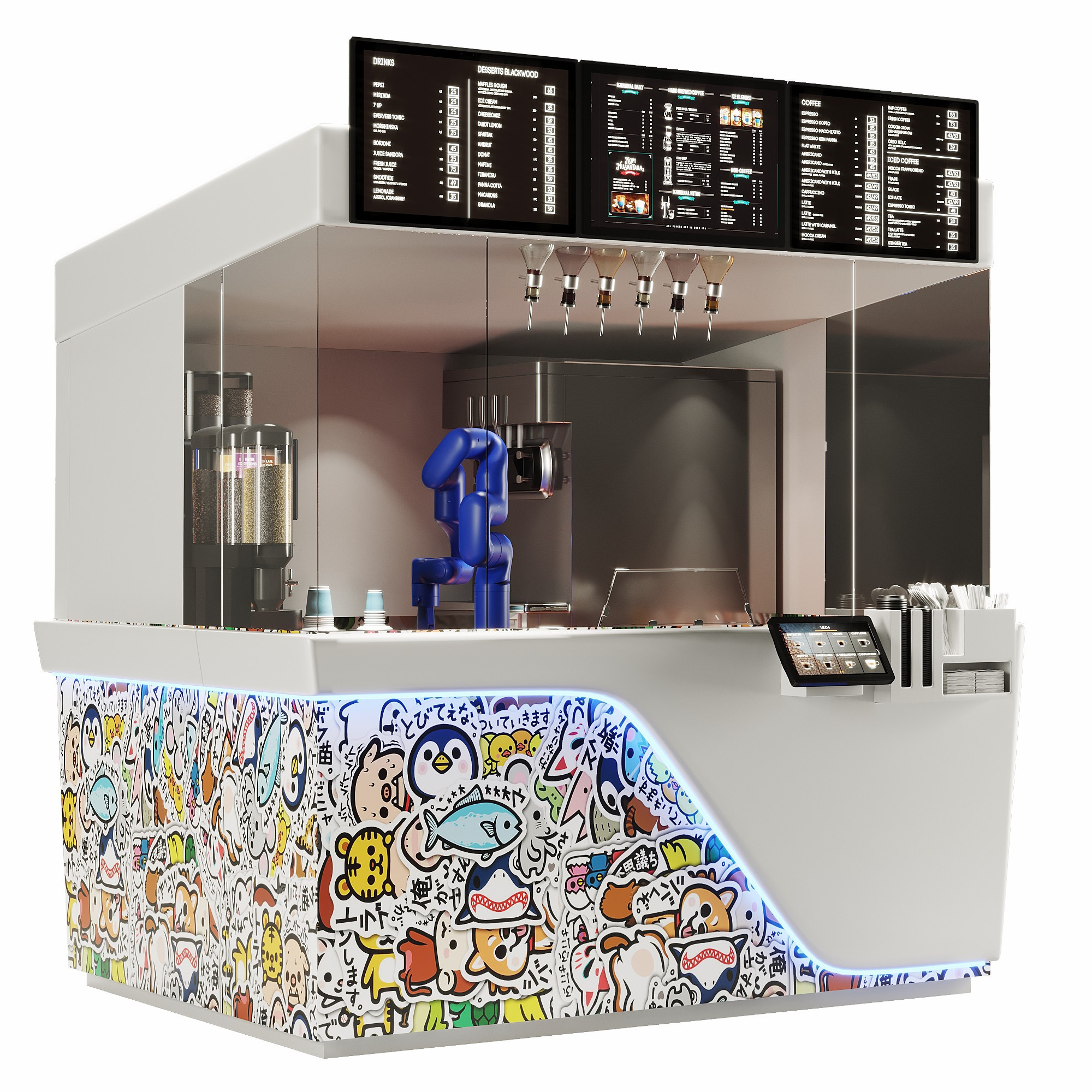 LEDbow Automatic Robot vending machine with mechanical arm make ice cream coffee robot Xbot cafe