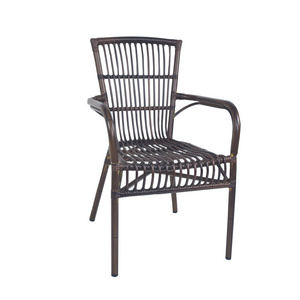 Vintage High Back Rattan Garden Chair All-Weather Outdoor Furniture for Villa Courtyard Workshop  Garden