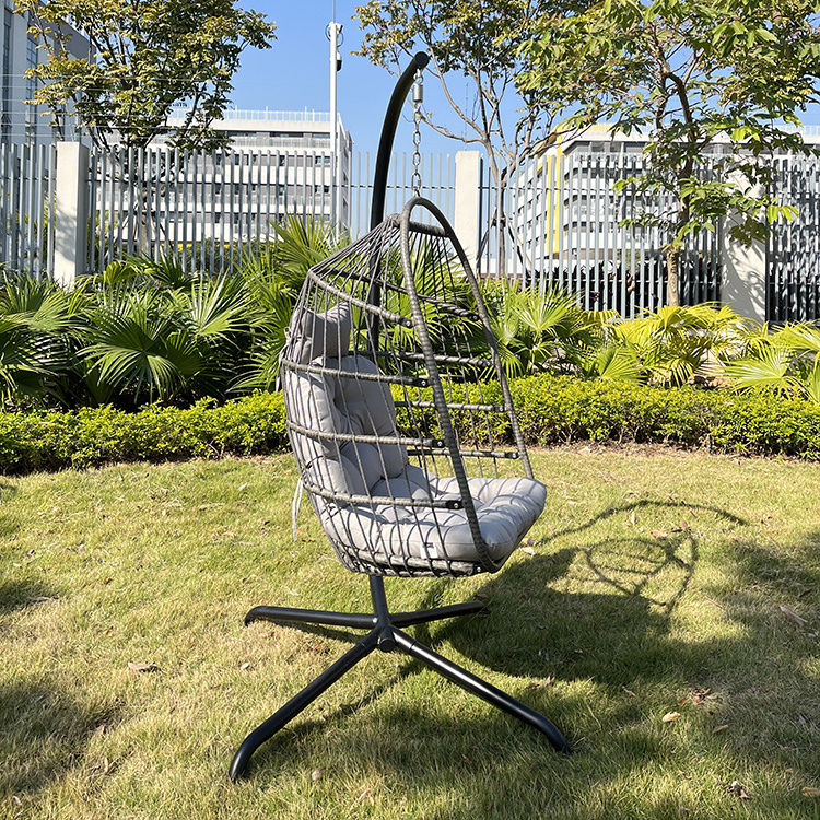 Factory Delivery Patio Swing Chair Folding Woven Rattan Egg Chairs Egg Swing Hanging Chair for Gym and Park