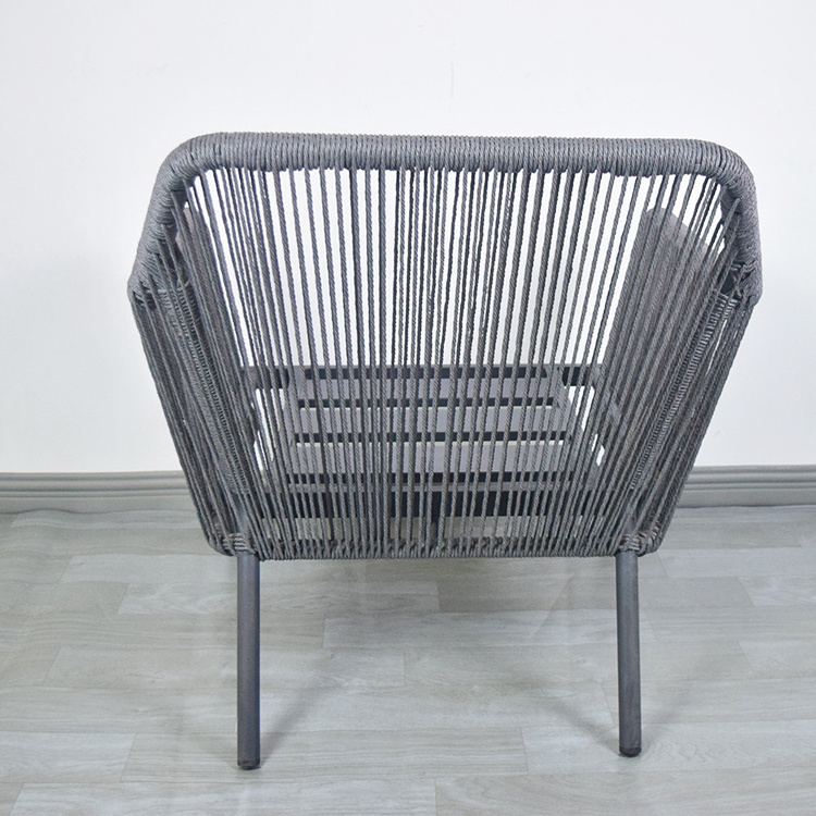 Outdoor Aluminum Woven Rope Sofa Chair by Manufacturers Single Armchair for Workshop and Patio Dining