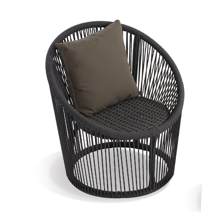 Modern Design Patio Balcony Set Aluminum Waterproof Woven Garden Furniture Small Coffee Table Lounge Wicker Rope Chair