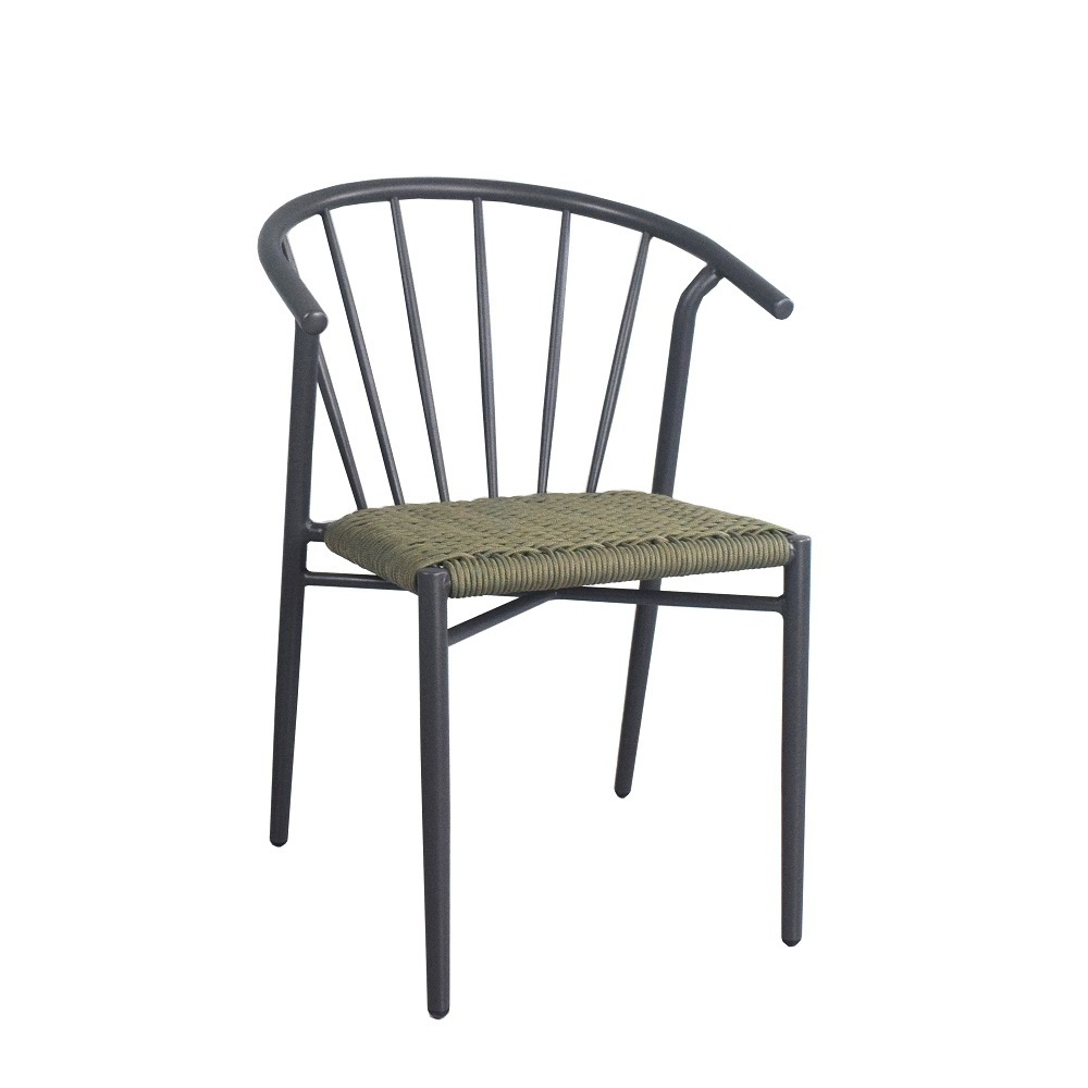 Custom Rustproof  Stackable Aluminum Cafe Chairs With arms Outdoor Furniture Lightweight Metal Chair for Patio