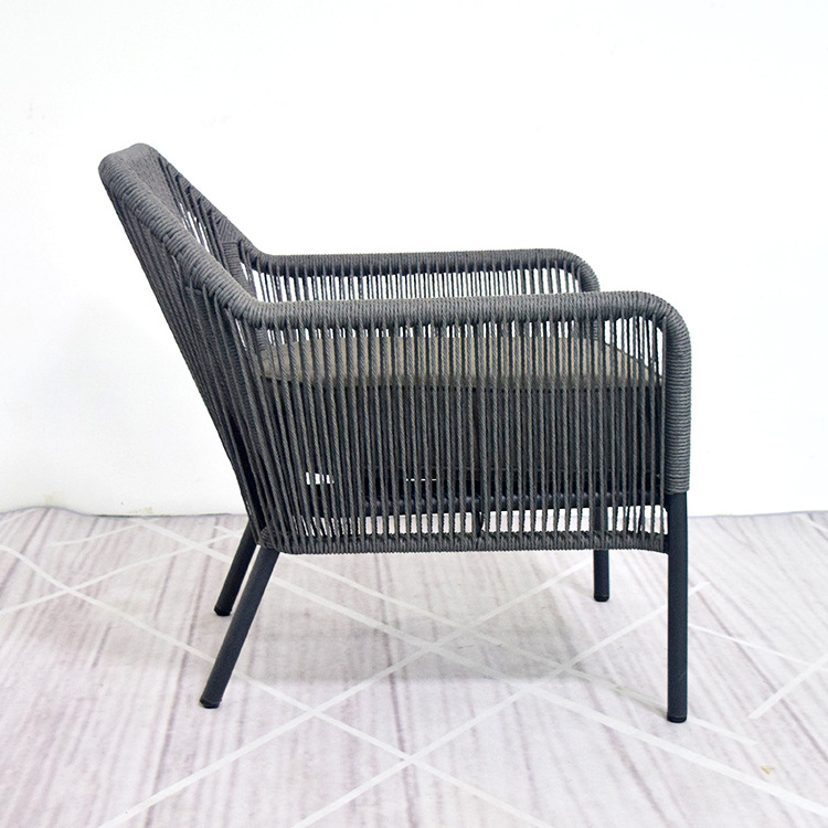 Outdoor Aluminum Woven Rope Sofa Chair by Manufacturers Single Armchair for Workshop and Patio Dining