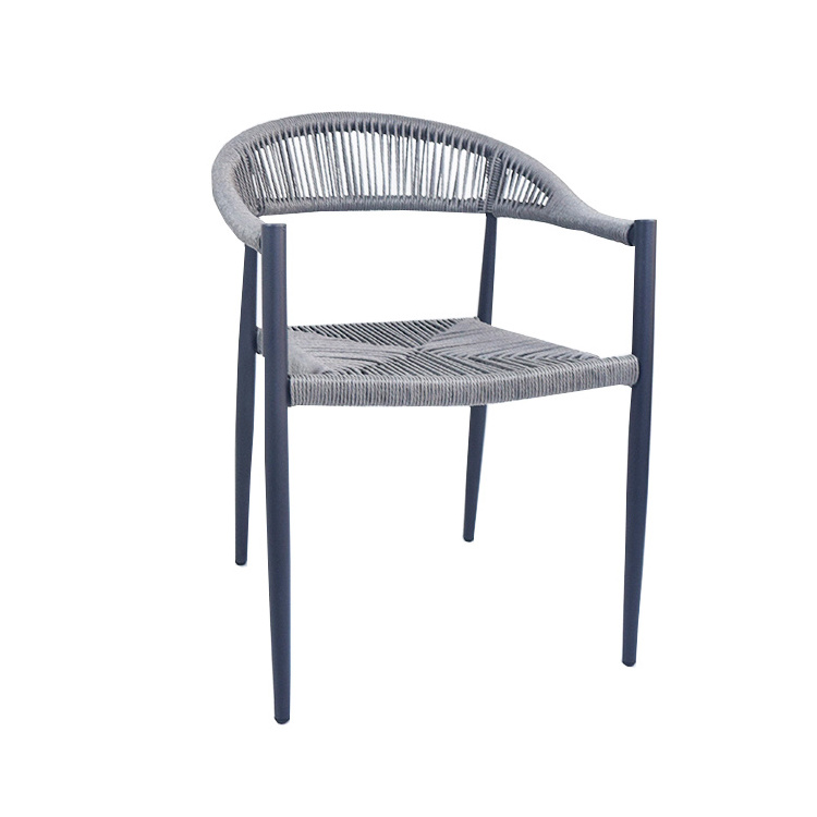 French Restaurant Chairs Grey Rattan Wicker Chairs Patio Dining Chair Aluminium Manufacturers