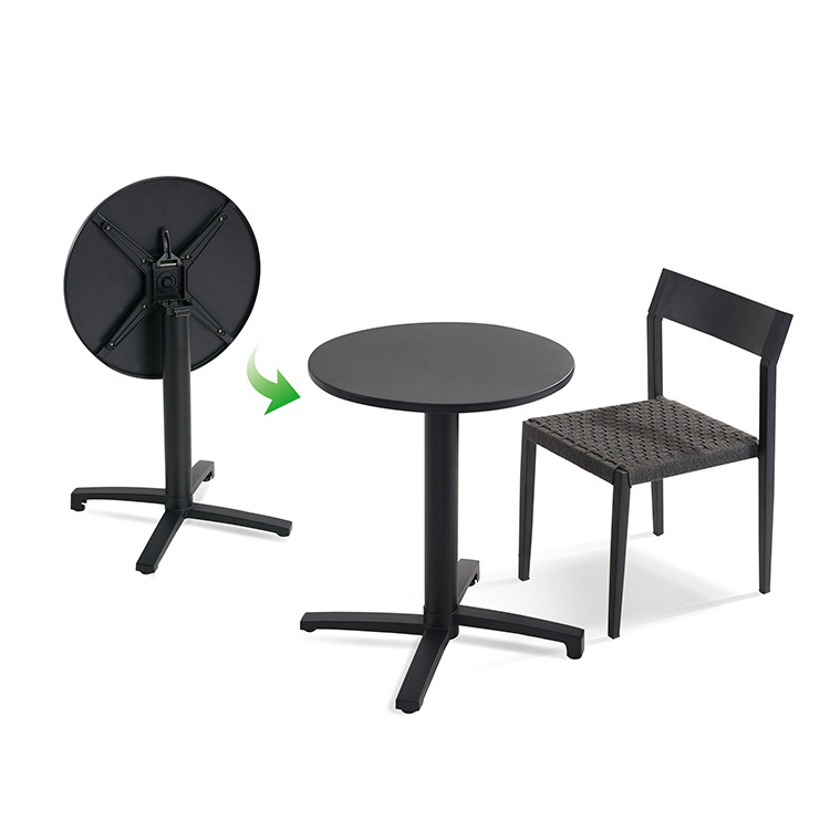 Black Aluminum round Bistro Table for Outdoor Furniture Cafe Shop and Home Dining Garden and Patio Bar Furniture