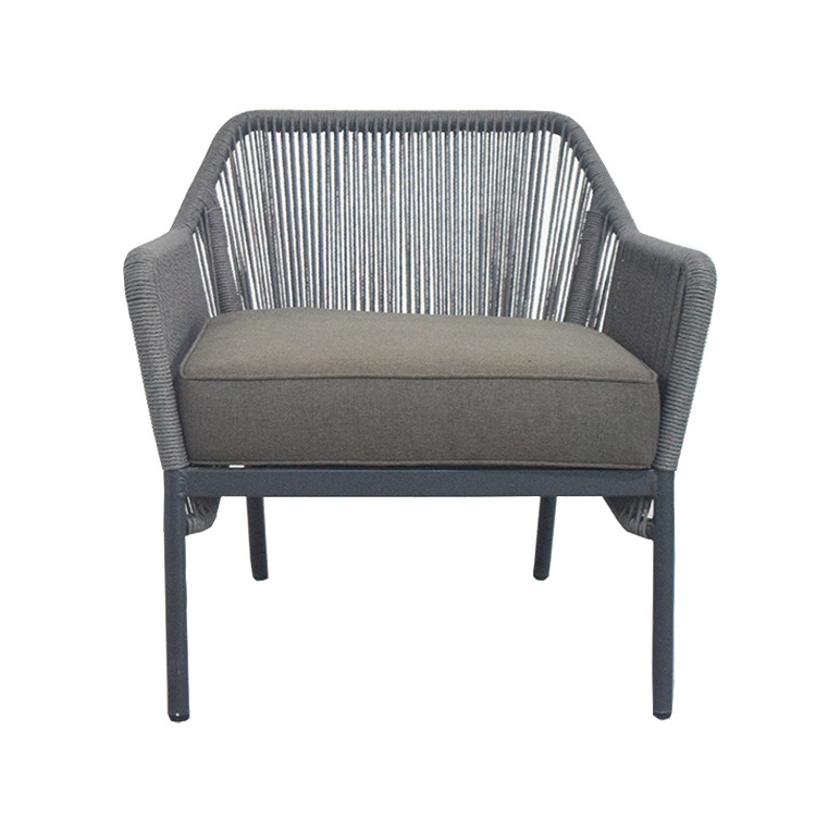 Outdoor Aluminum Woven Rope Sofa Chair by Manufacturers Single Armchair for Workshop and Patio Dining