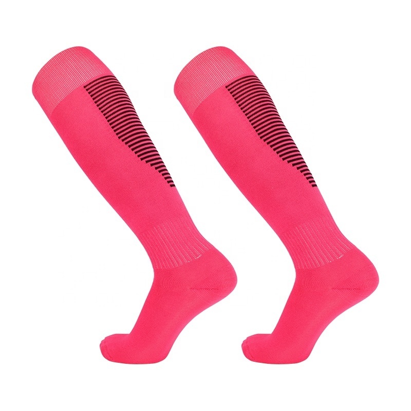 LINGTU customizable colors sports socks Pink football socks unisex pink soccer socks