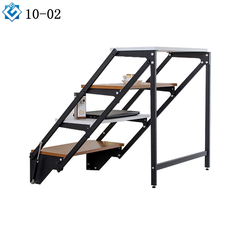 Modern Conertible Metal Display Unit Bookself Table Turns into Space Saving Wall Folding Dining Table Mechanism with Leg