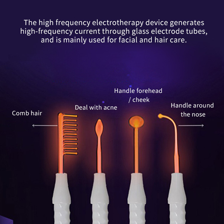 Portable ozone high frequency facial machine wand galvanic lifting high frequency micro current hair growth comb