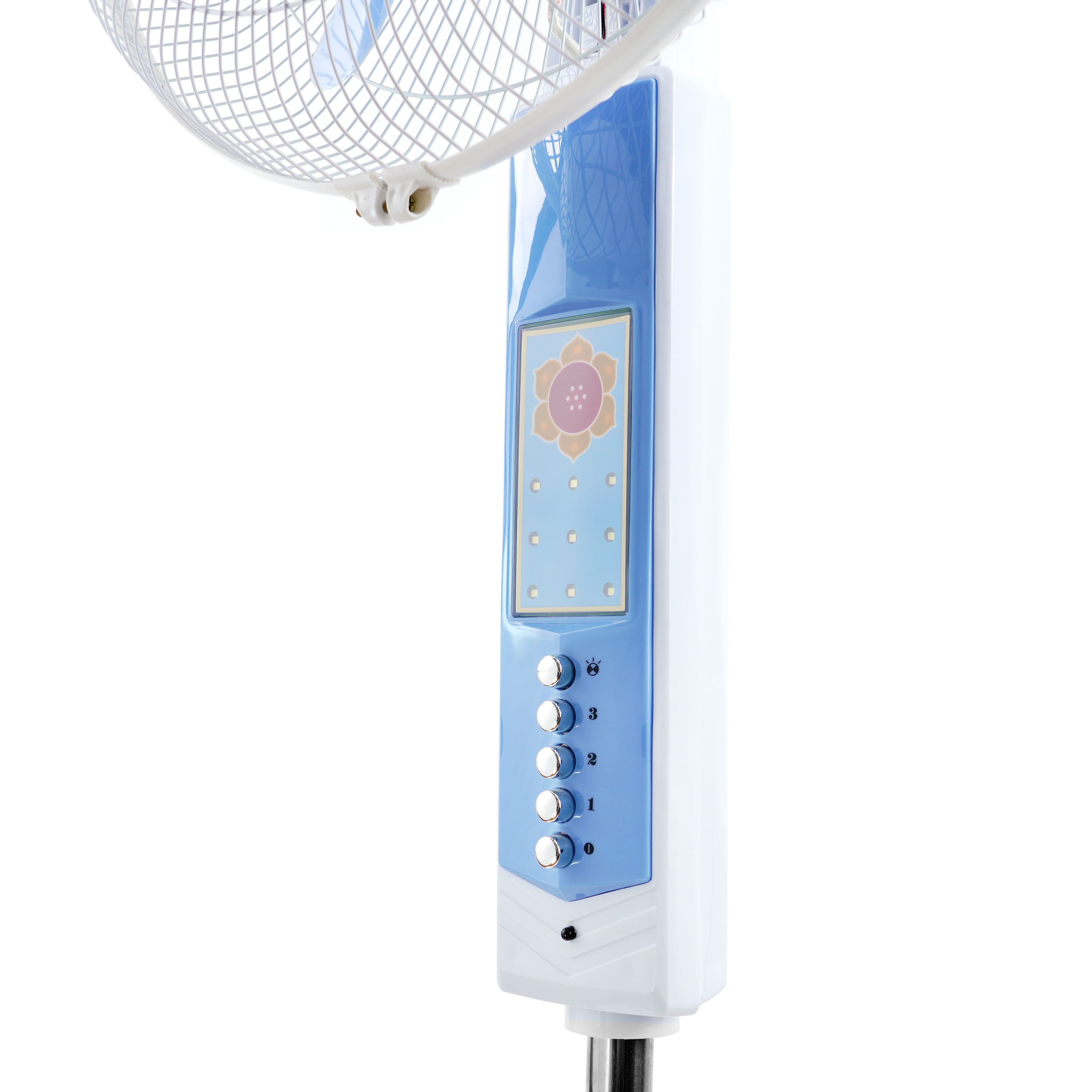 2023 Latest rechargeable solar stand fan with lead-acid battery base 16 inch portable solar chargeable stand fan with led light