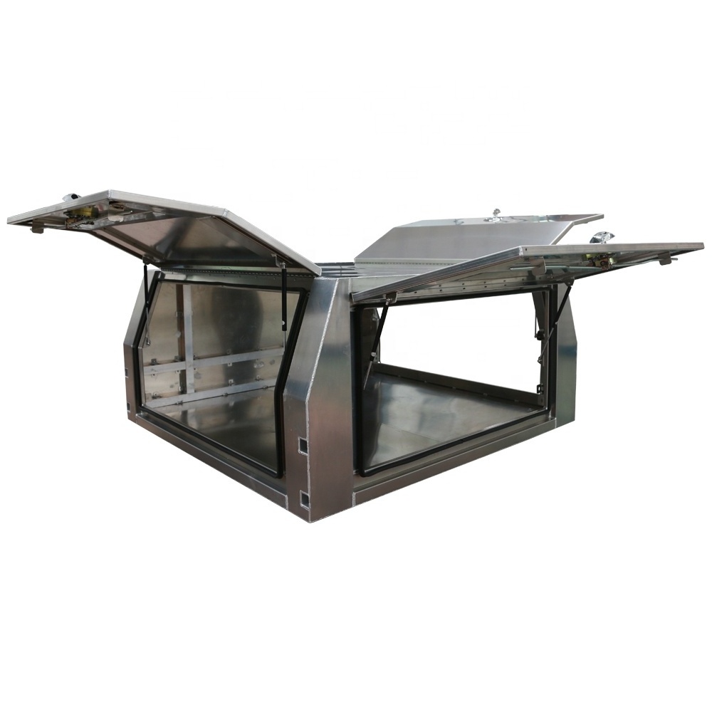 waterproof marine grade aluminum flat alloy plate ute canopy 1800*1780*860mm with whale tail handle lock and 3 door(lid)