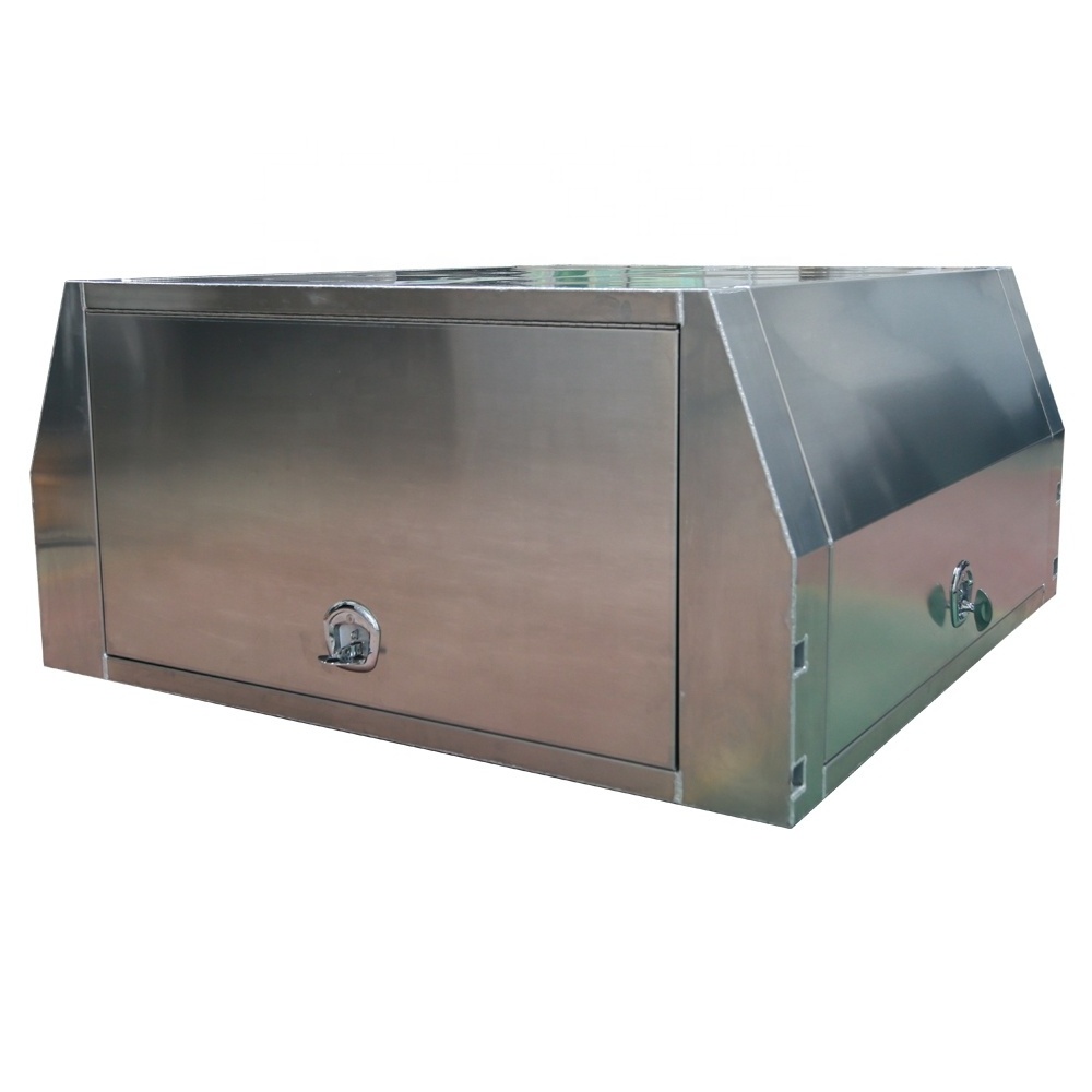 waterproof marine grade aluminum flat alloy plate ute canopy 1800*1780*860mm with whale tail handle lock and 3 door(lid)