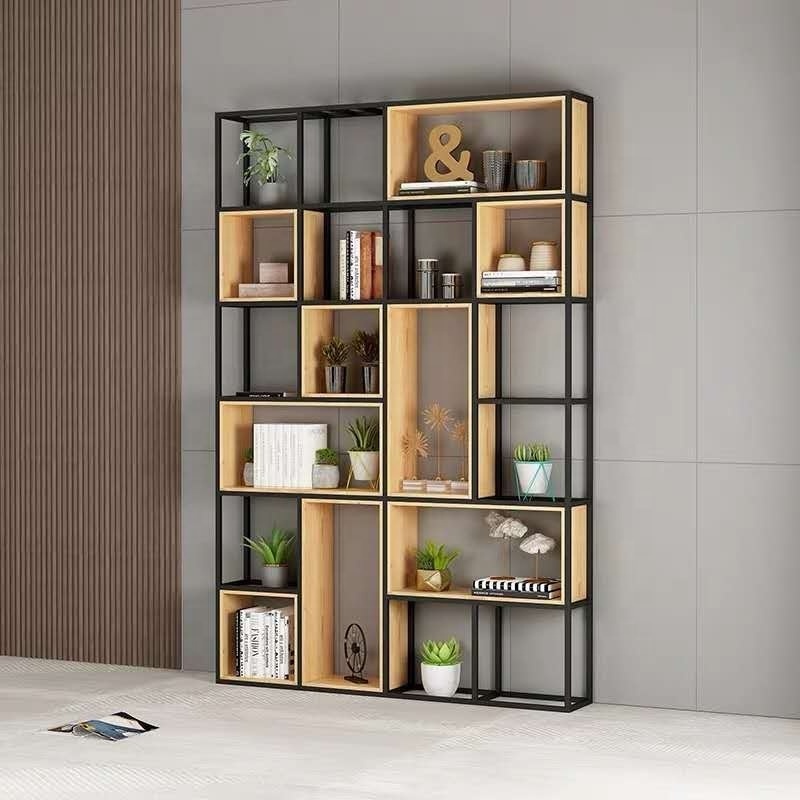 Liyu office furniture Contemporary high quality bookcase wooden bookshelf stainless steel frame bookshelf