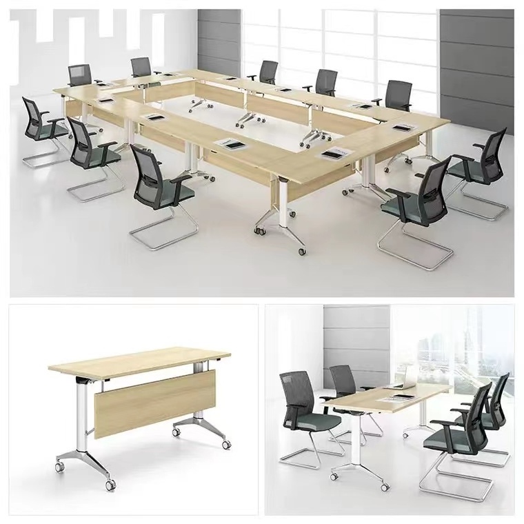 Liyu The Latest 2024 Foldable Table for school Stackable Wooden Conference Folding Desk Table office Training Table