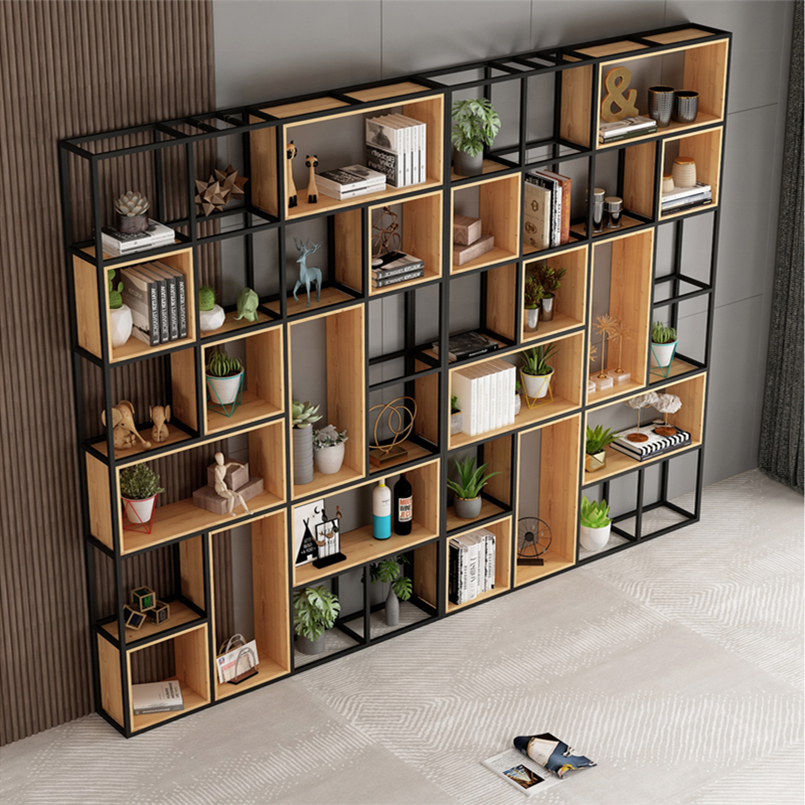 Liyu office furniture Contemporary high quality bookcase wooden bookshelf stainless steel frame bookshelf