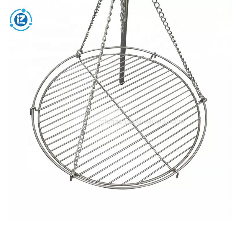 Adjustable Height Swing outdoor charcoal wood fire pit camping cookware brazier bbq tripod hanging grill