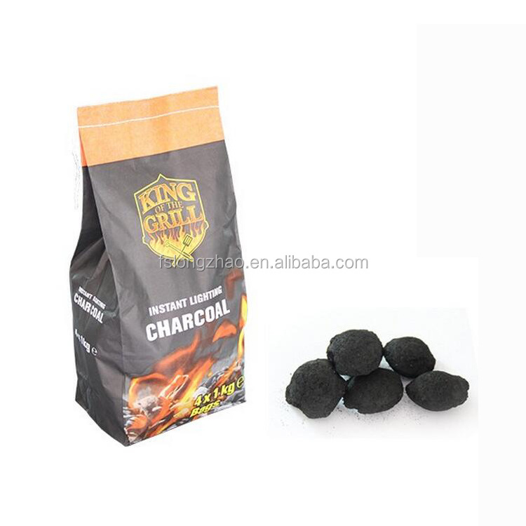 High calorific value round pillow sawdust bbq charcoal briquette 5kg paper bag for bbq