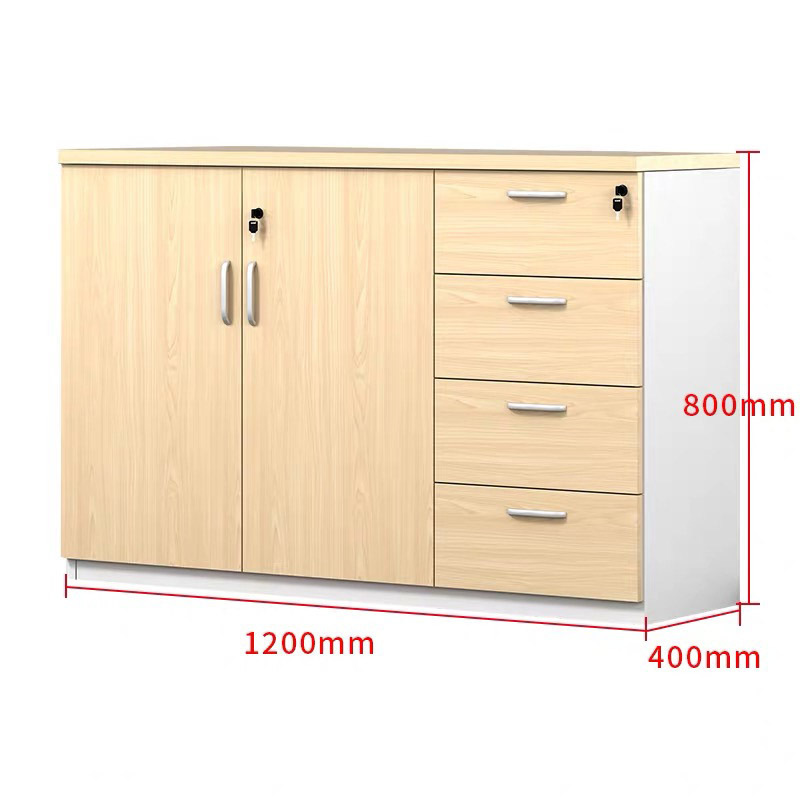 Modular Wooden Office File Storage Organizer 2 Locking Doors 4 Drawers Officeworks Filing Cabinet