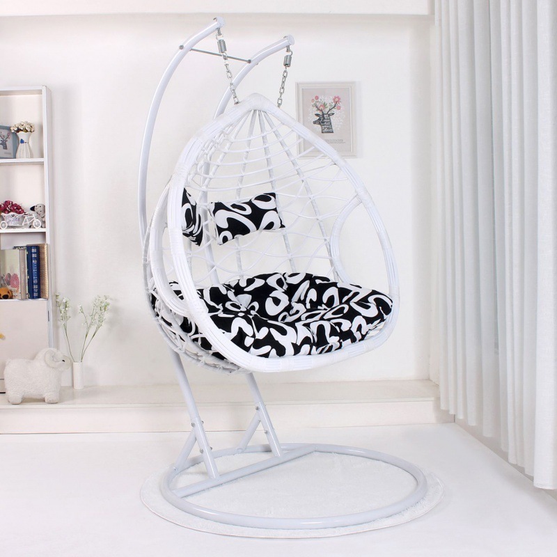 Temperature Uv Resistant Wicker Effect Handwoven Pe Rattan Cocoon Hanging Chair Modern Egg Shaped Outdoor Patio Swing With Stand