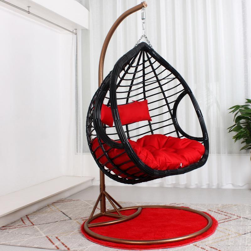 Temperature Uv Resistant Wicker Effect Handwoven Pe Rattan Cocoon Hanging Chair Modern Egg Shaped Outdoor Patio Swing With Stand